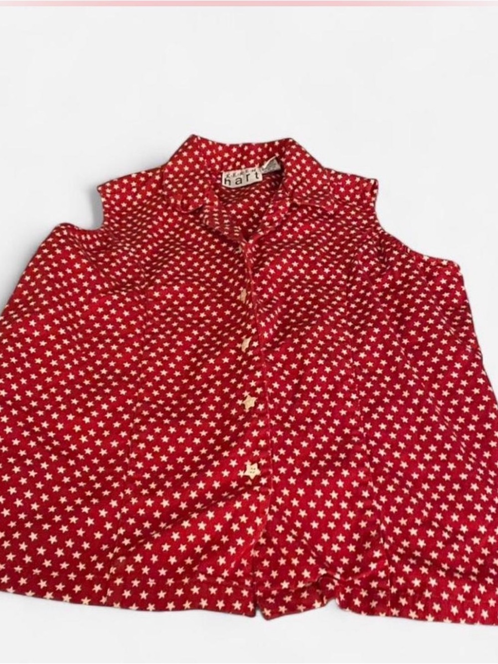 Sleeves star button down vintage  cotton Keren hart top M